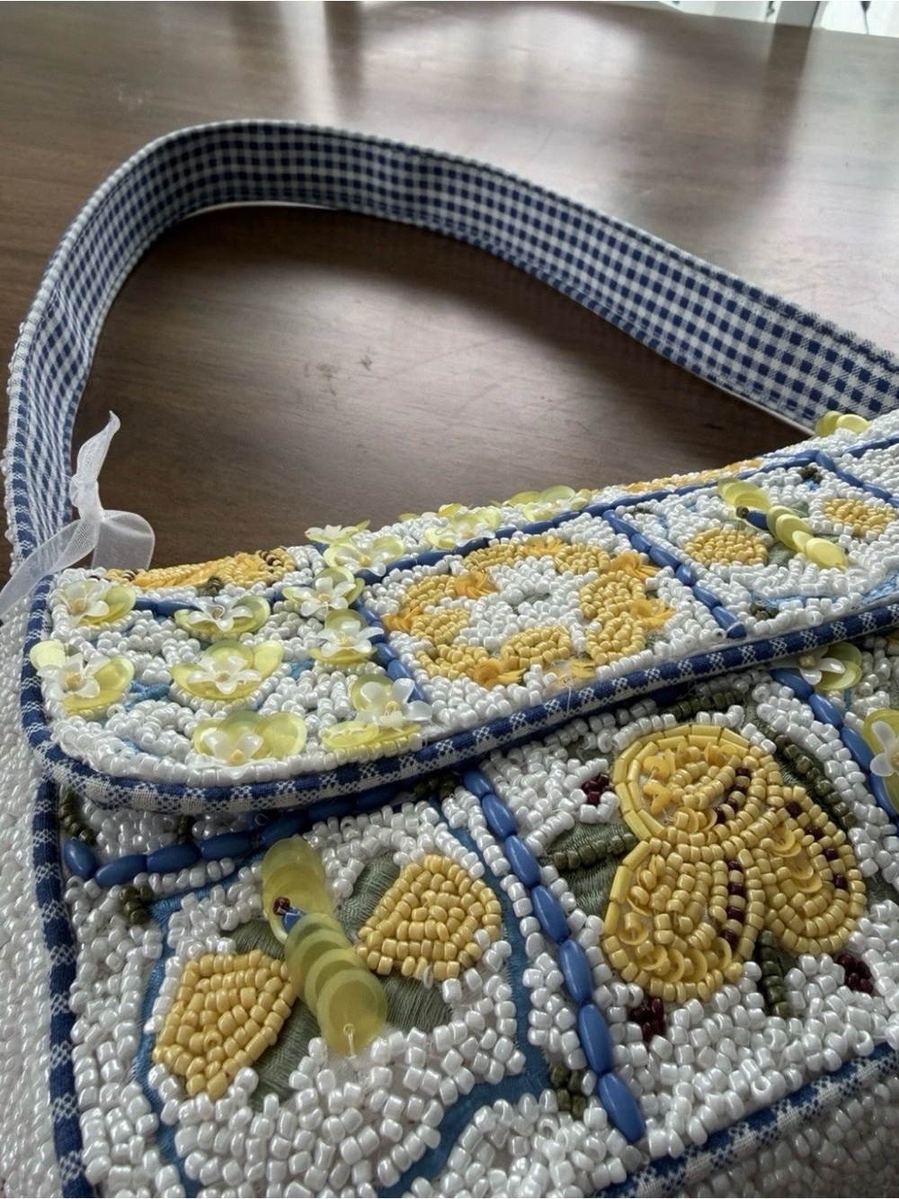 🔥 Handcrafted in India Tik Tok Viral Lemon Tile & Floral Beaded Bag NWT rare 🍋 - Picture 3 of 4